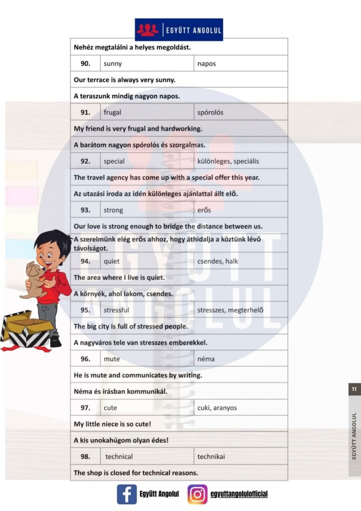 Angol melléknevek mindennapi beszélgetésekhez