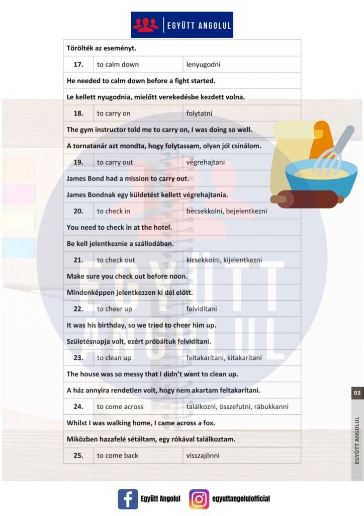 Angol vonzatos igék példákkal
